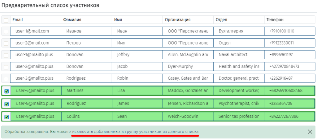 Предварительный список участников