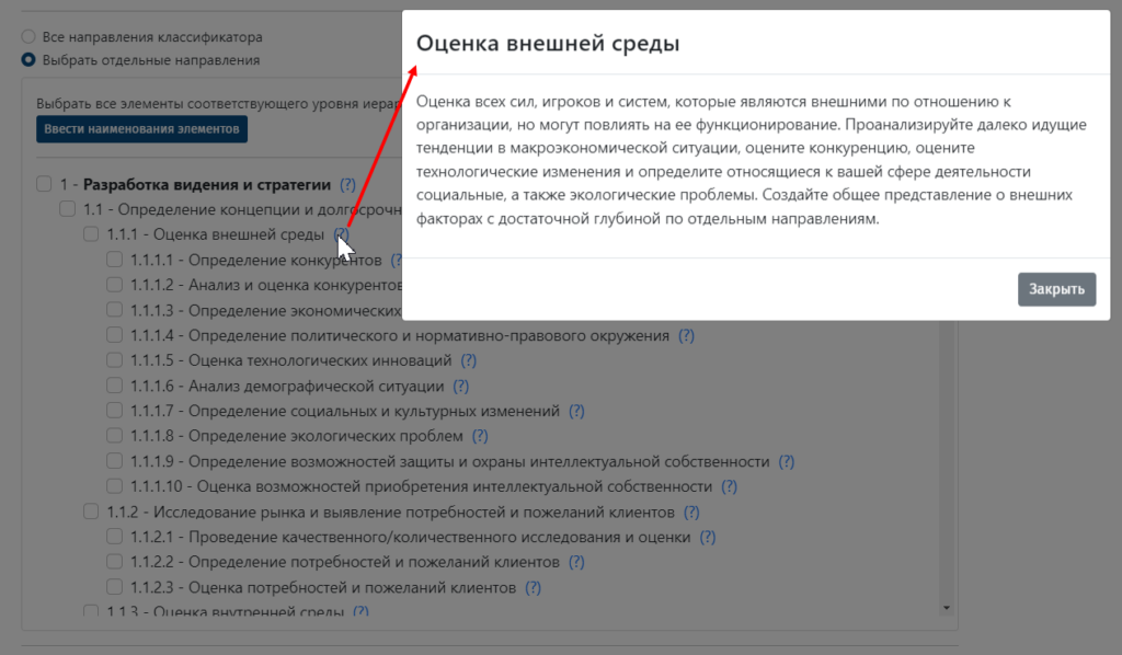 Оценка перспективности передачи направлений/функций на аутсорсинг по классификатору